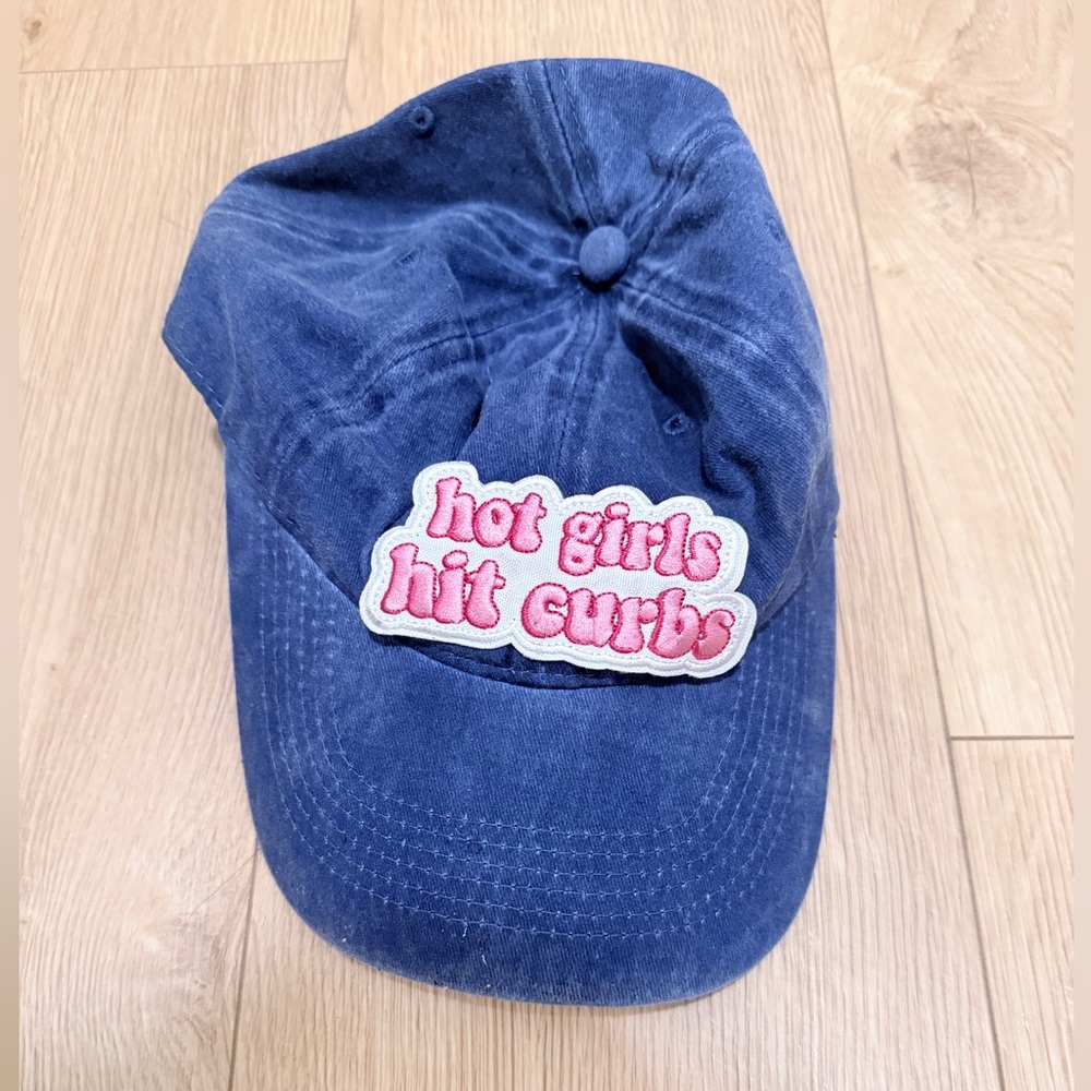 BRAT Blue Cap with Pink Embroidery